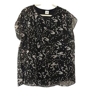 CABI top, black and gray, size Medium.  Semi sheer with attached cami. Loose fit